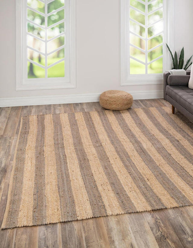 Gray Ivory 7' 10 x 7' 10 Braided Jute Square Area Rug 100% Jute Hand Braided Natural Eco-Friendly Boho Style Carpet for Living Rooms Dining Office Space Dorms for Sale at Rug Engine