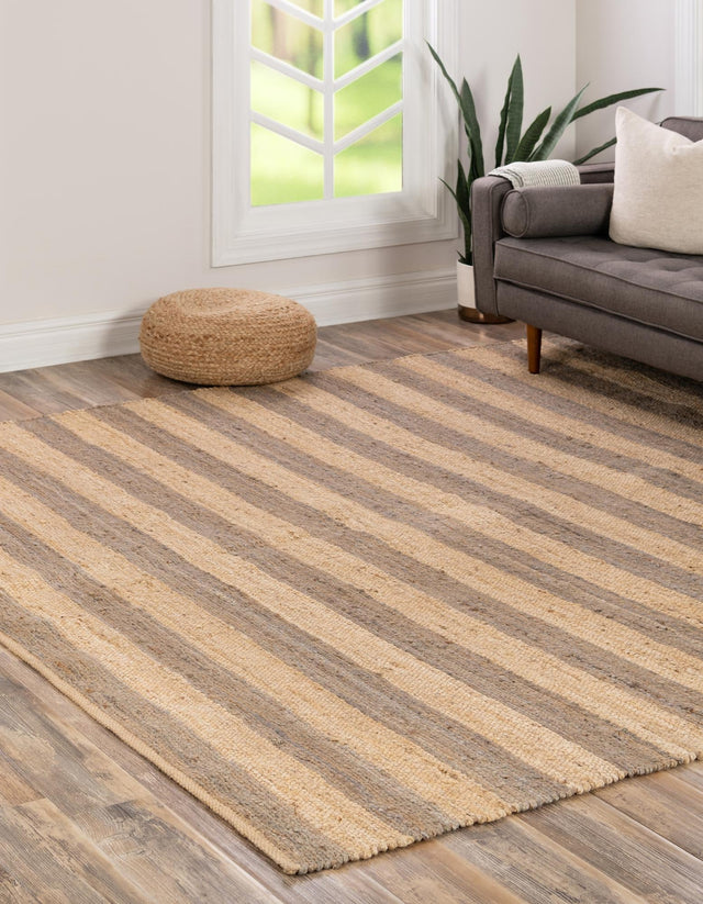 Gray Ivory 7' 10 x 7' 10 Braided Jute Square Area Rug 100% Jute Hand Braided Natural Eco-Friendly Boho Style Carpet for Living Rooms Dining Office Space Dorms for Sale at Rug Engine
