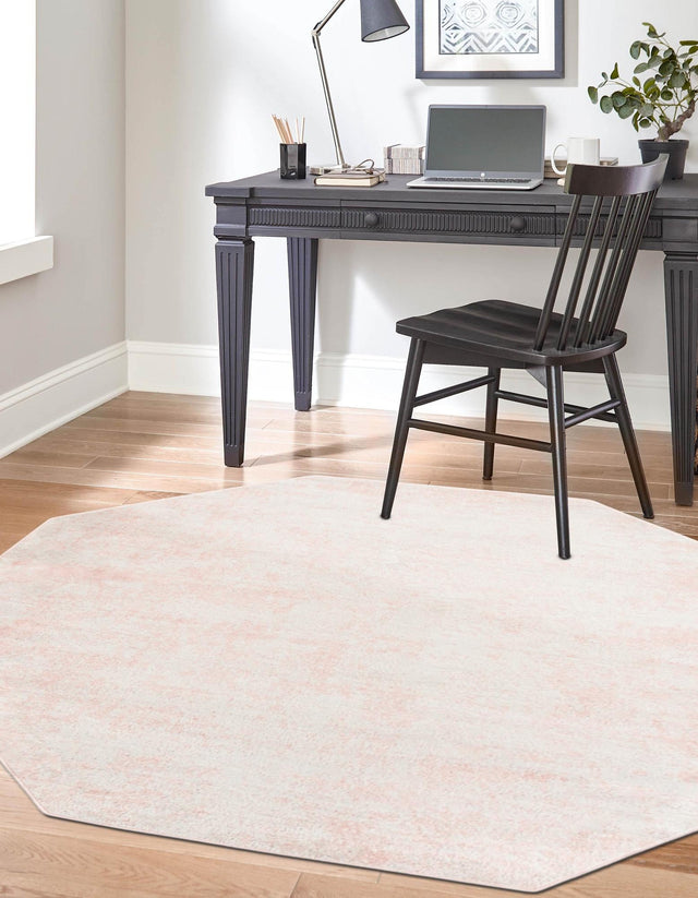 Carnation Pink 7' 1 x 7' 1 Eos Octagon Area Rug 100% Polypropylene Stain Resistant Carpet With Cotton Backing Marbled Design for Living, Dining Room, Office for Sale at Rug Engine