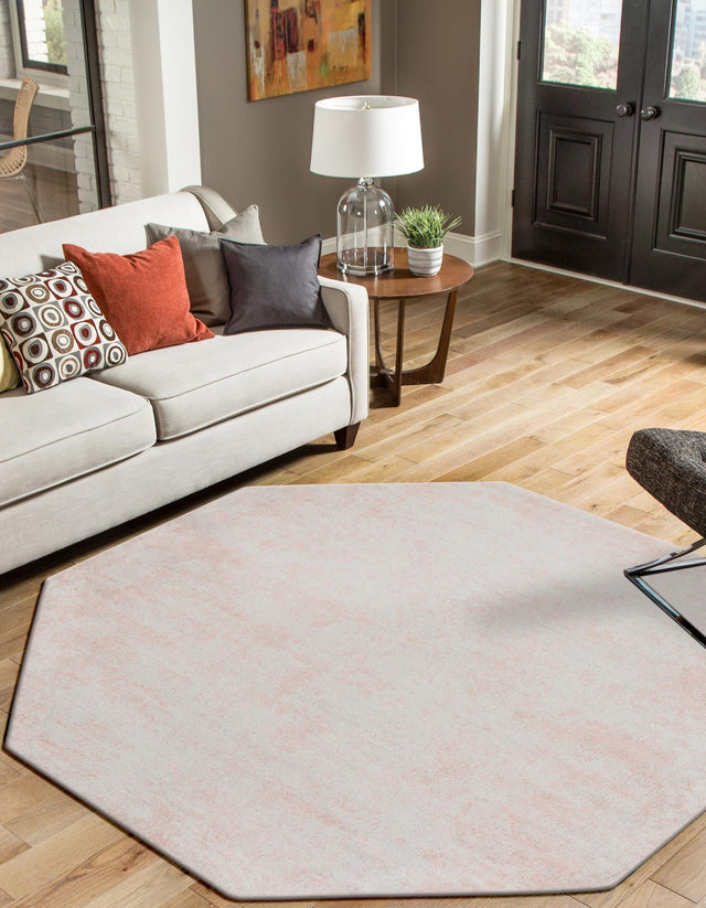 Carnation Pink 7' 1 x 7' 1 Eos Octagon Area Rug 100% Polypropylene Stain Resistant Carpet With Cotton Backing Marbled Design for Living, Dining Room, Office for Sale at Rug Engine