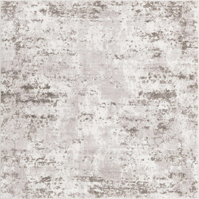 Stone Gray 4' 1 x 4' 1 Eos Square Area Rug 100% Polypropylene Stain Resistant Carpet With Cotton Backing Marbled Design for Living, Dining Room, Office for Sale at Rug Engine