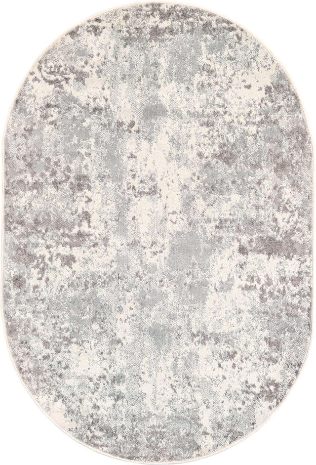 Stone Gray 4' 1 x 6' 1 Eos Oval Area Rug 100% Polypropylene Stain Resistant Carpet With Cotton Backing Marbled Design for Living, Dining Room, Office for Sale at Rug Engine