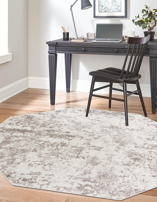 Stone Gray 7' 1 x 7' 1 Eos Octagon Area Rug 100% Polypropylene Stain Resistant Carpet With Cotton Backing Marbled Design for Living, Dining Room, Office for Sale at Rug Engine