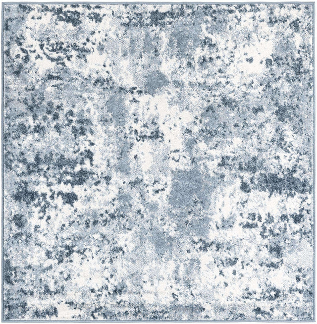 Vintage Blue 4' 1 x 4' 1 Eos Square Area Rug 100% Polypropylene Stain Resistant Carpet With Cotton Backing Marbled Design for Living, Dining Room, Office for Sale at Rug Engine