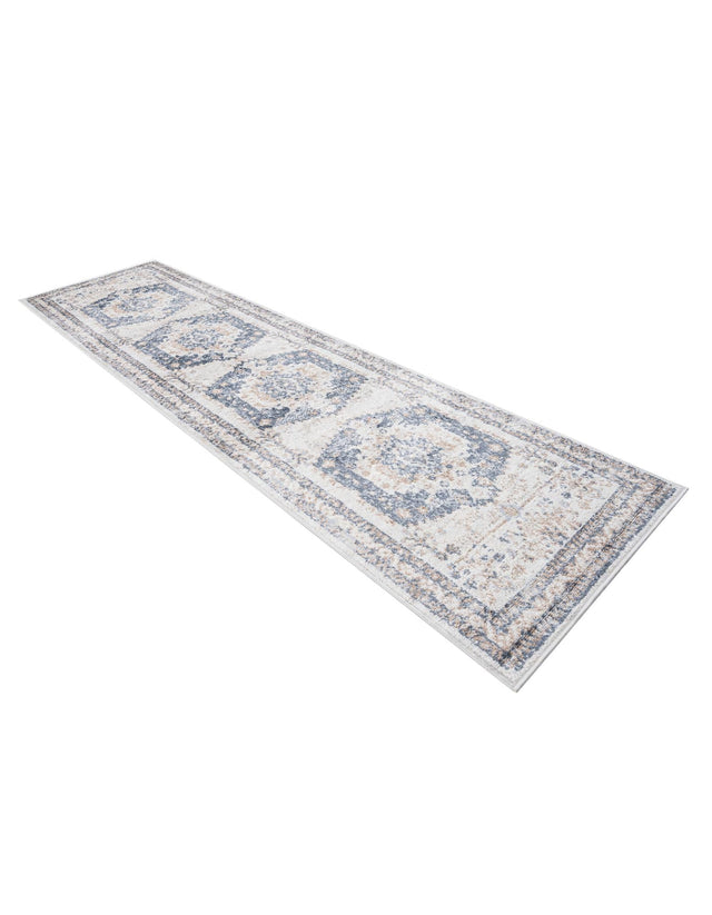 Cream 2' 7 x 10' Oxford Runner Area Rug Traditional Design 100% Polypropylene Carpet for Living Room, Bedrooms, Dining, Office for Sale at Rug Engine