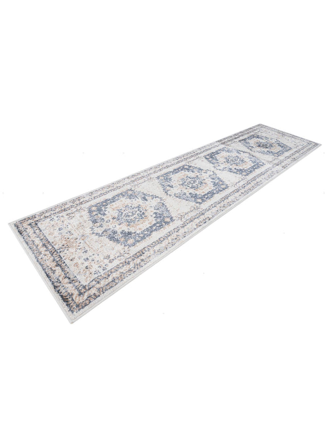 Cream 2' 7 x 10' Oxford Runner Area Rug Traditional Design 100% Polypropylene Carpet for Living Room, Bedrooms, Dining, Office for Sale at Rug Engine