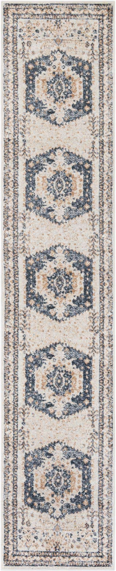 Cream 2' 7 x 13' 1 Oxford Runner Area Rug Traditional Design 100% Polypropylene Carpet for Living Room, Bedrooms, Dining, Office for Sale at Rug Engine