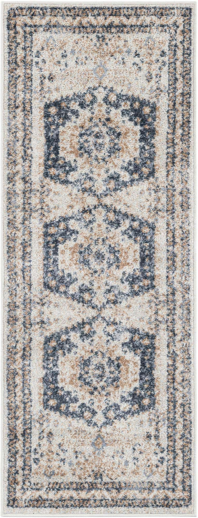 Cream 2' x 5' 3 Oxford Runner Area Rug Traditional Design 100% Polypropylene Carpet for Living Room, Bedrooms, Dining, Office for Sale at Rug Engine