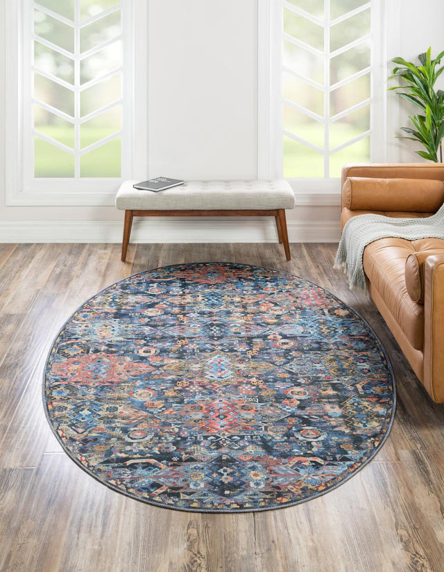 Washable Multicolor 5' x 8' Timeless Oval Area Rug Easy to Clean Stain Resistant & Durable Traditional Classic Vintage Design Carpet for Sale at Rug Engine