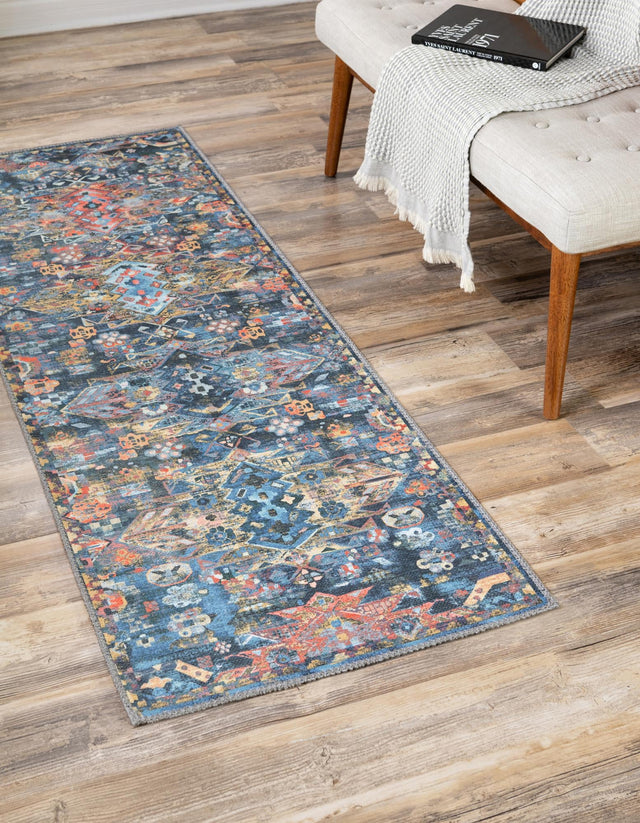 Washable Multicolor 2' x 6' Timeless Runner Area Rug Easy to Clean Stain Resistant & Durable