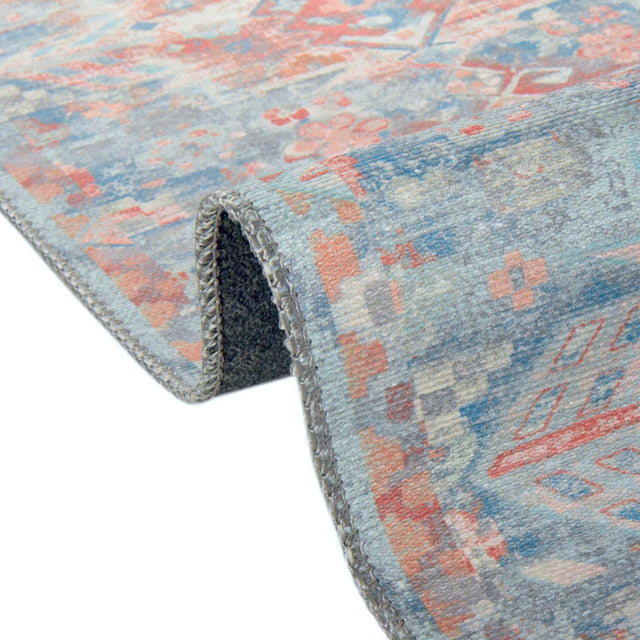 Washable Blue 5' x 8' Timeless Rectangle Area Rug Easy to Clean Stain Resistant & Durable Traditional Classic Vintage Design Carpet for Sale at Rug Engine