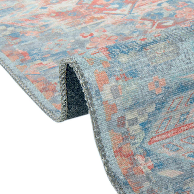 Washable Blue 7' 7 x 7' 7 Timeless Square Area Rug Easy to Clean Stain Resistant & Durable Traditional Classic Vintage Design Carpet for Sale at Rug Engine