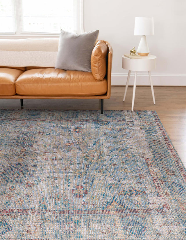 Teal blue 9' x 12' Chenille Jute Rectangle Area Rug Vintage Distressed Boho All Natural Eco-Friendly Sustainable Carpet for Living Dining Office Dorm Rooms for Sale at Rug Engine
