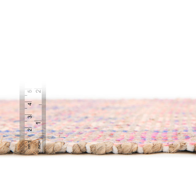 Peach pink 7' 10 x 7' 10 Chenille Jute Square Area Rug Vintage Distressed Boho All Natural Eco-Friendly Sustainable Carpet for Living Dining Office Dorm Rooms for Sale at Rug Engine