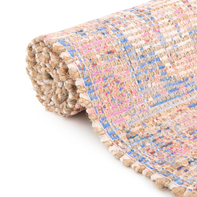 Peach pink 7' 10 x 7' 10 Chenille Jute Square Area Rug Vintage Distressed Boho All Natural Eco-Friendly Sustainable Carpet for Living Dining Office Dorm Rooms for Sale at Rug Engine