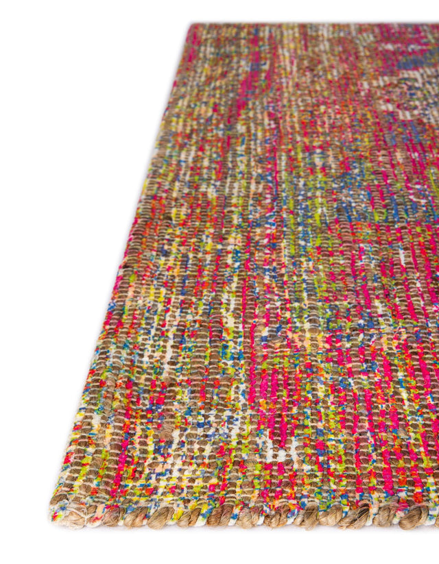 Multicolor 7' 10 x 7' 10 Chenille Jute Square Area Rug Vintage Distressed Boho All Natural Eco-Friendly Sustainable Carpet for Living Dining Office Dorm Rooms for Sale at Rug Engine