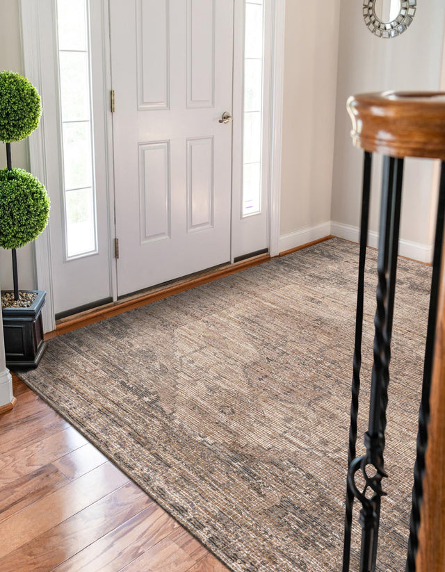 Natural 7' 10 x 10' Chenille Jute Rectangle Area Rug Vintage Distressed Boho All Natural Eco-Friendly Sustainable Carpet for Living Dining Office Dorm Rooms for Sale at Rug Engine
