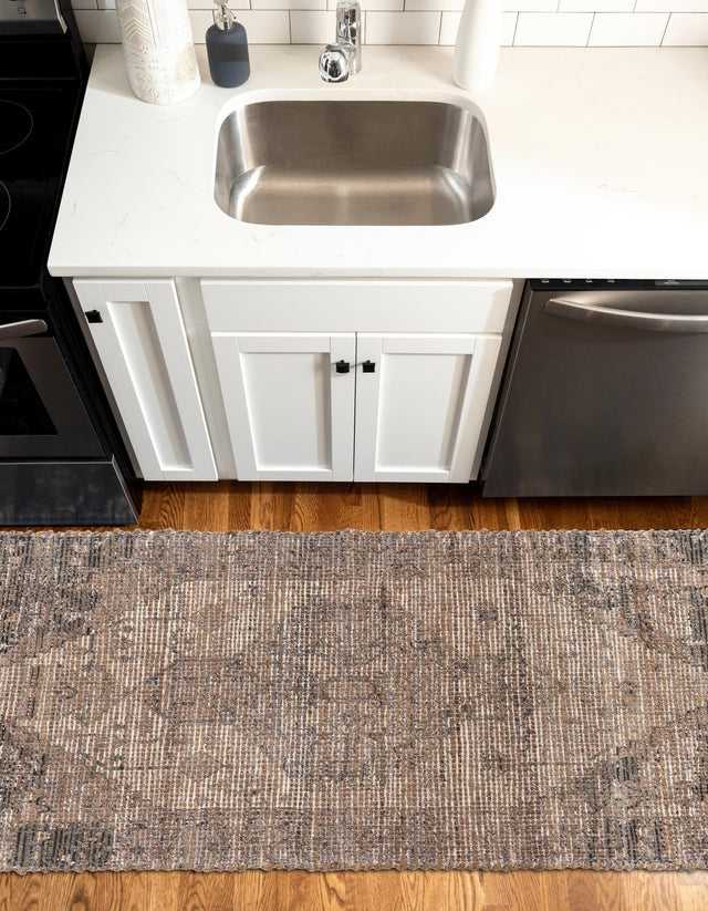 Natural 2' 2 x 6' 1 Chenille Jute Runner Area Rug Vintage Distressed Boho All Natural Eco-Friendly Sustainable Carpet for Living Dining Office Dorm Rooms for Sale at Rug Engine