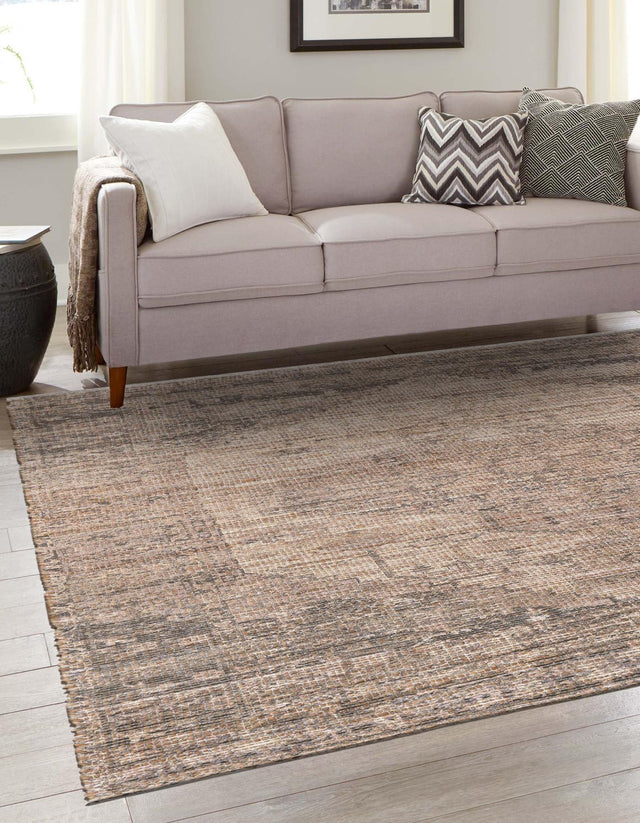 Natural 7' 10 x 7' 10 Chenille Jute Square Area Rug Vintage Distressed Boho All Natural Eco-Friendly Sustainable Carpet for Living Dining Office Dorm Rooms for Sale at Rug Engine