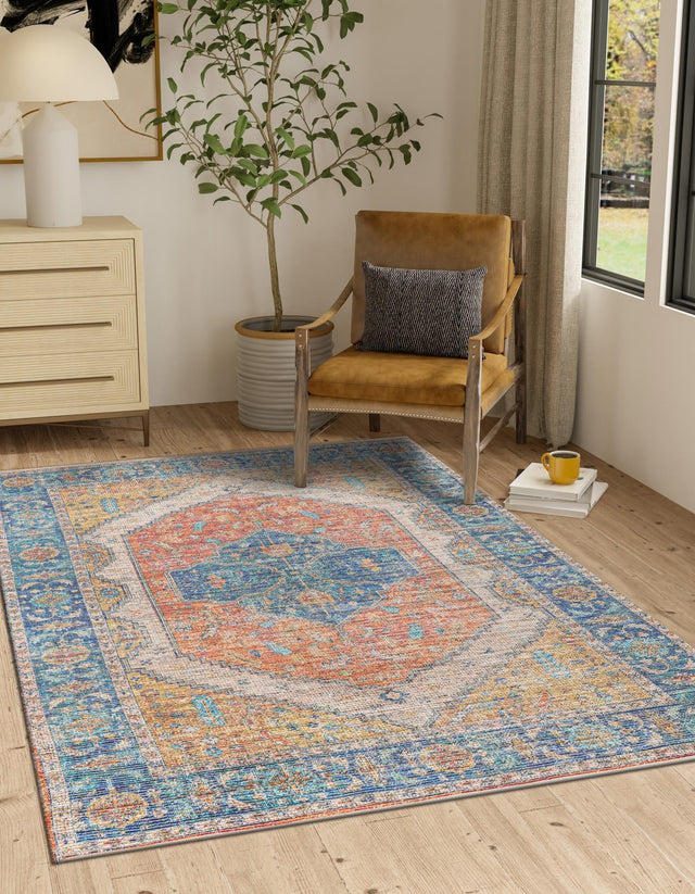 Orange Yellow 2' x 3' 1 Chenille Jute Rectangle Area Rug Vintage Distressed Boho All Natural Eco-Friendly Sustainable Carpet for Living Dining Office Dorm Rooms for Sale at Rug Engine