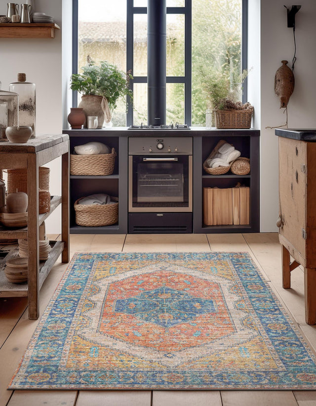 Orange Yellow 2' x 3' 1 Chenille Jute Rectangle Area Rug Vintage Distressed Boho All Natural Eco-Friendly Sustainable Carpet for Living Dining Office Dorm Rooms for Sale at Rug Engine