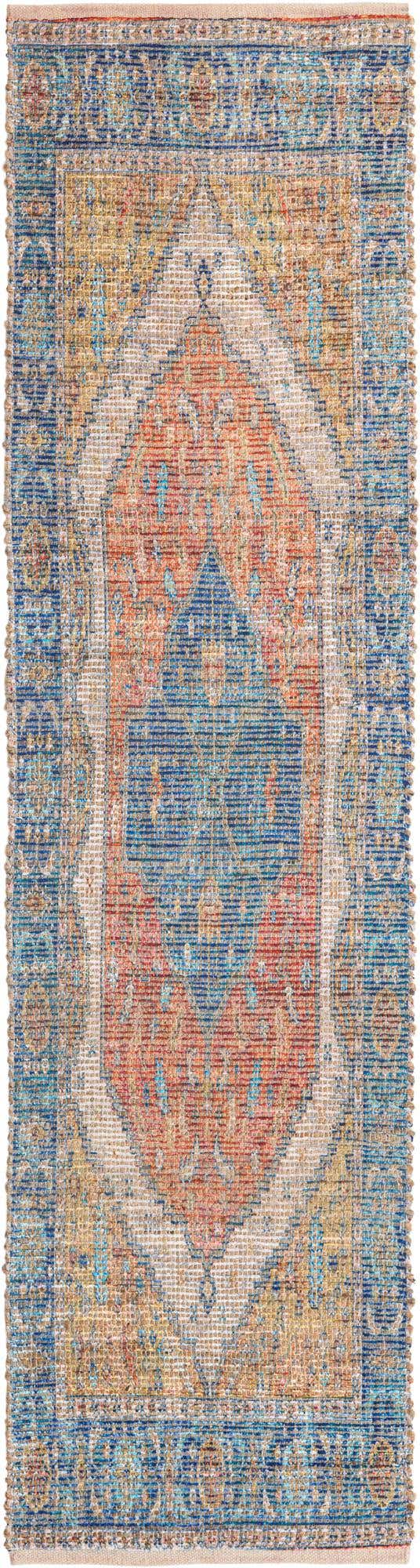 Orange Yellow 2' 2 x 8' Chenille Jute Runner Area Rug Vintage Distressed Boho All Natural Eco-Friendly Sustainable Carpet for Living Dining Office Dorm Rooms for Sale at Rug Engine