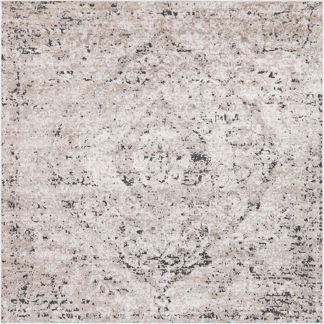 Beige 5' 3 x 5' 3 Portland Square Area Rug 85% Polypropylene & 15% Polyester Vintage Distressed Traditional Carpet for Home Decor for Sale at Rug Engine