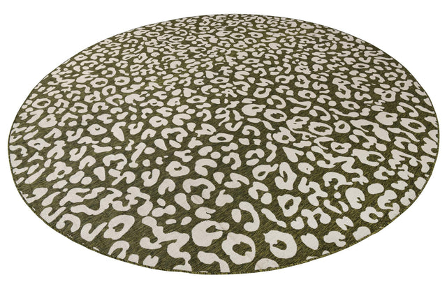 Green 13' x 13' Outdoor Safari Round Area Rug Weather Resistant for Patio, Deck, Terrace, Balcony, Porch Animal Print Wildlife Nature Carpet for Sale at Rug Engine