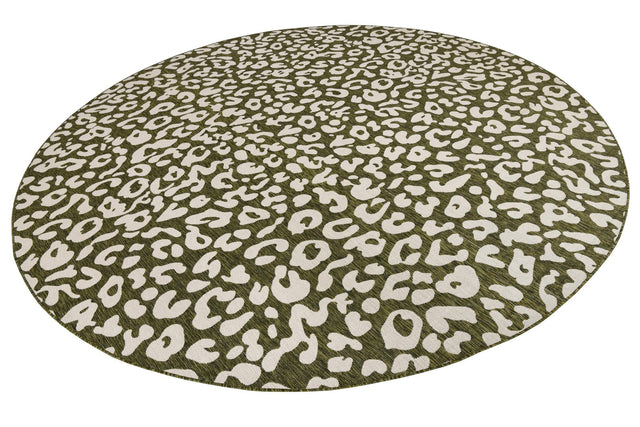 Green 13' x 13' Outdoor Safari Round Area Rug Weather Resistant for Patio, Deck, Terrace, Balcony, Porch Animal Print Wildlife Nature Carpet for Sale at Rug Engine