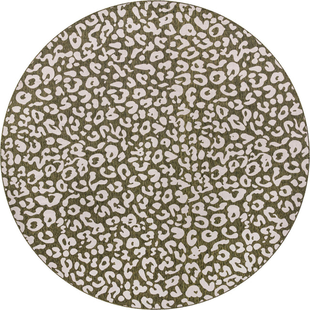 Green 13' x 13' Outdoor Safari Round Area Rug Weather Resistant for Patio, Deck, Terrace, Balcony, Porch Animal Print Wildlife Nature Carpet for Sale at Rug Engine