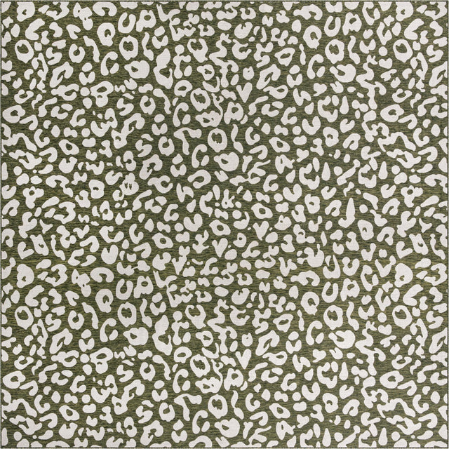 Green 13' x 13' Outdoor Safari Square Area Rug Weather Resistant for Patio, Deck, Terrace, Balcony, Porch Animal Print Wildlife Nature Carpet for Sale at Rug Engine
