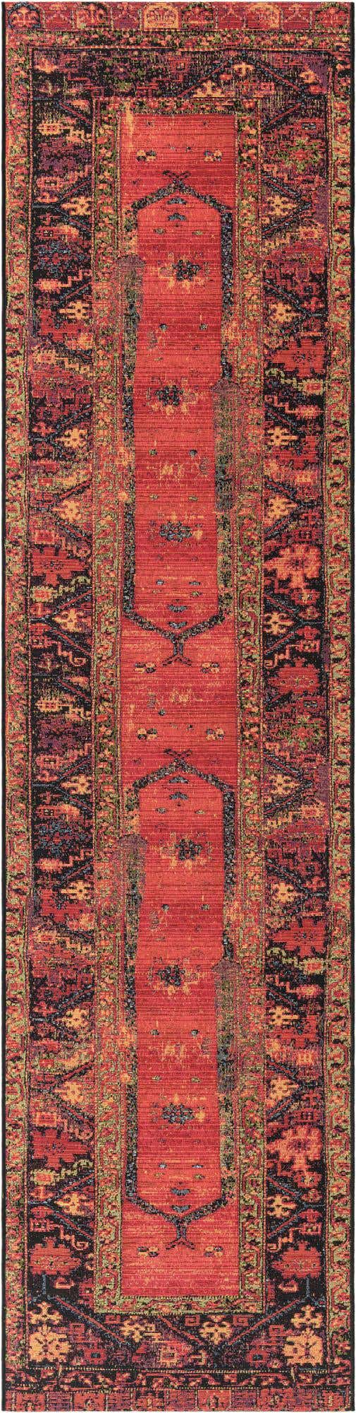 Multicolor 2' 7 x 11' Outdoor Tribal Runner Area Rug Weather Resistant for Patio, Deck, Terrace, Balcony, Porch Traditional Design Water Safe Outside Carpet for Sale at Rug Engine