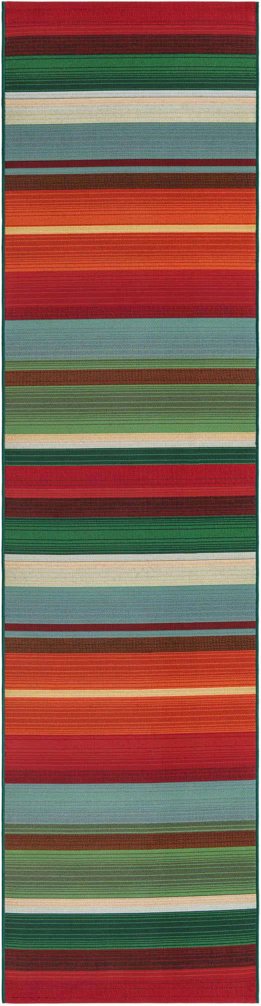 Multicolor 2' 7 x 11' Outdoor Modern Runner Area Rug Weather Resistant for Patio, Deck, Terrace, Balcony, Porch 100% Polypropylene Modern Outside Carpet for Sale at Rug Engine
