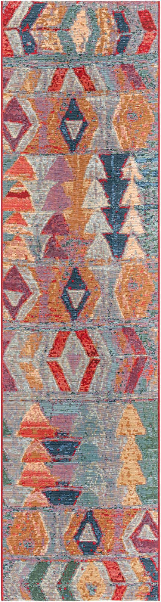 Multicolor 2' 7 x 11' Outdoor Modern Runner Area Rug Weather Resistant for Patio, Deck, Terrace, Balcony, Porch 100% Polypropylene Modern Outside Carpet for Sale at Rug Engine