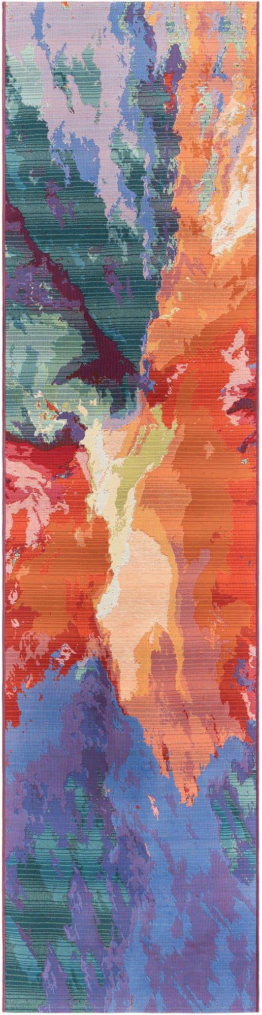 Multicolor 2' 7 x 11' Outdoor Modern Runner Area Rug Weather Resistant for Patio, Deck, Terrace, Balcony, Porch 100% Polypropylene Modern Outside Carpet for Sale at Rug Engine