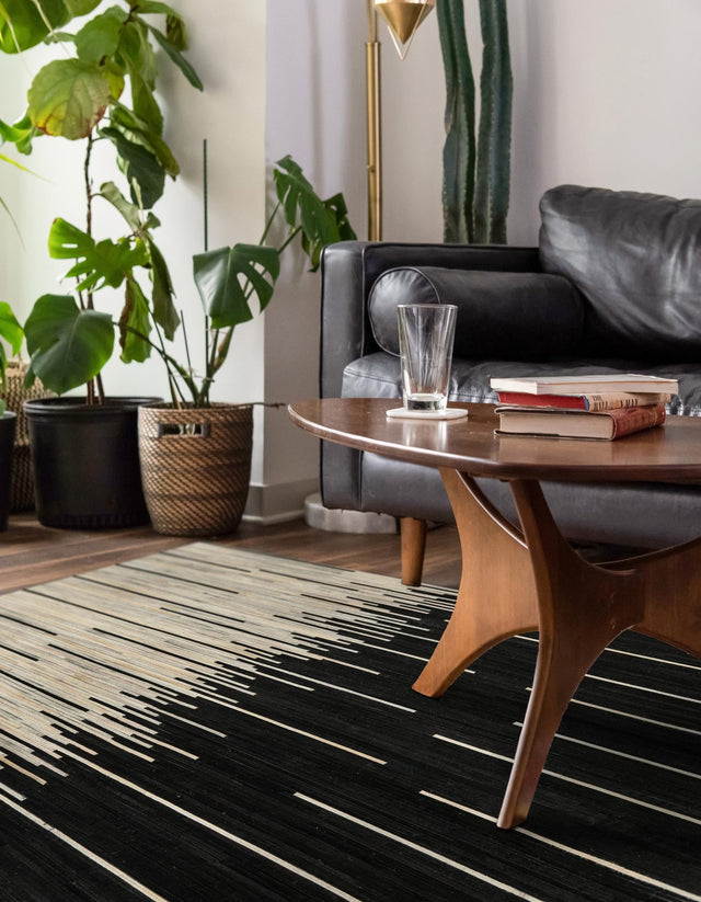 Authentic Luxury Black White 5' 3 x 8' Cowhide Leather Rectangle Area Rug Modern Interior Design 100% Real Natural Cowhide Carpet for Designer Home Decor for Sale at Rug Engine