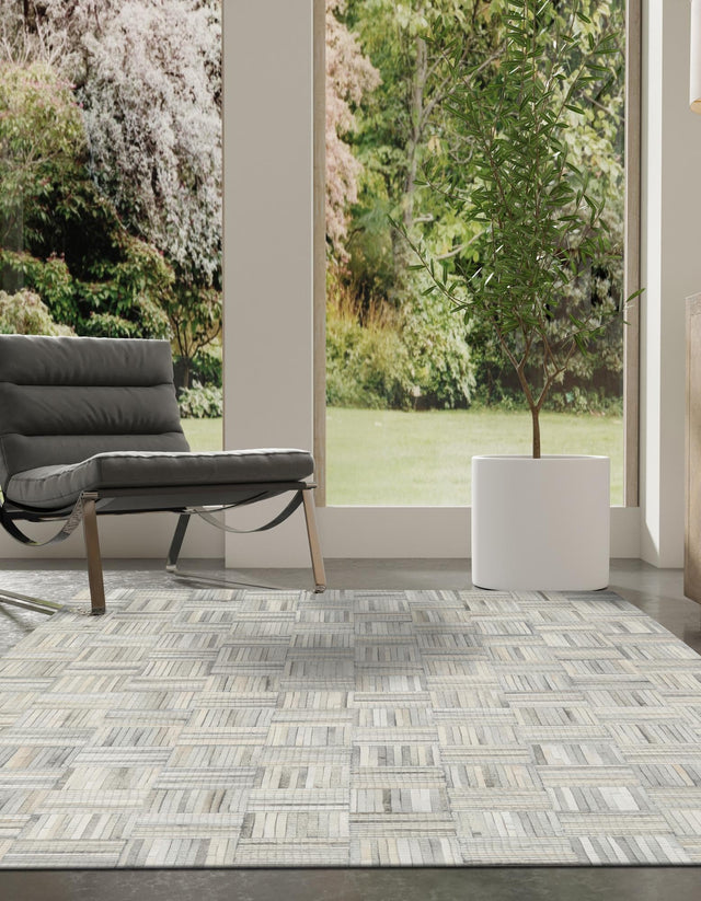 Authentic Luxury Light Brown Ivory 4' 1 x 6' 1 Cowhide Leather Rectangle Area Rug Modern Interior Design 100% Real Natural Cowhide Carpet for Designer Home Decor for Sale at Rug Engine