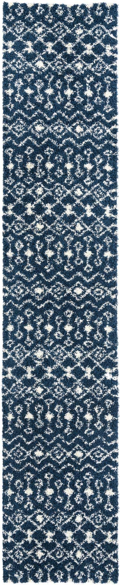 Navy Blue 3' 3 x 16' 5 Moroccan Trellis Shag Runner Area Rug Thick Soft Touch Fluffy & Plush Shaggy Pile 100% Polypropylene Geometric Traditional Carpet for Sale at Rug Engine
