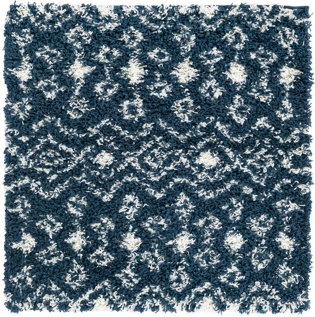 Navy Blue 3' 1 x 3' 1 Moroccan Trellis Shag Square Area Rug Thick Soft Touch Fluffy & Plush Shaggy Pile 100% Polypropylene Geometric Traditional Carpet for Sale at Rug Engine