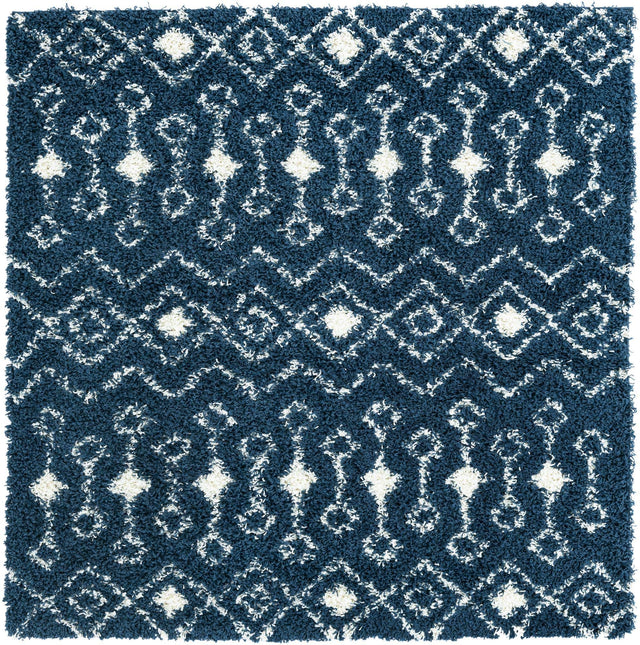 Navy Blue 6' 1 x 6' 1 Moroccan Trellis Shag Square Area Rug Thick Soft Touch Fluffy & Plush Shaggy Pile 100% Polypropylene Geometric Traditional Carpet for Sale at Rug Engine