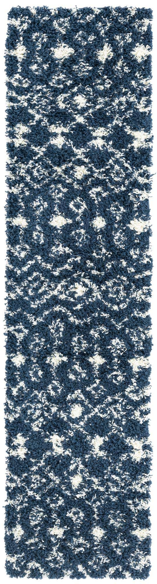 Navy Blue 2' x 8' Moroccan Trellis Shag Runner Area Rug Thick Soft Touch Fluffy & Plush Shaggy Pile 100% Polypropylene Geometric Traditional Carpet for Sale at Rug Engine
