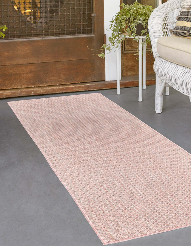 Whisper Pink 2' x 6' 1 Outdoor Solid Runner Area Rug Weather Resistant for Patio, Deck, Terrace, Balcony, Porch 100% Polypropylene Minimalist Waterproof Carpet for Sale at Rug Engine