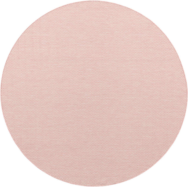 Whisper Pink 7' 10 x 7' 10 Outdoor Solid Round Area Rug Weather Resistant for Patio, Deck, Terrace, Balcony, Porch 100% Polypropylene Minimalist Waterproof Carpet for Sale at Rug Engine