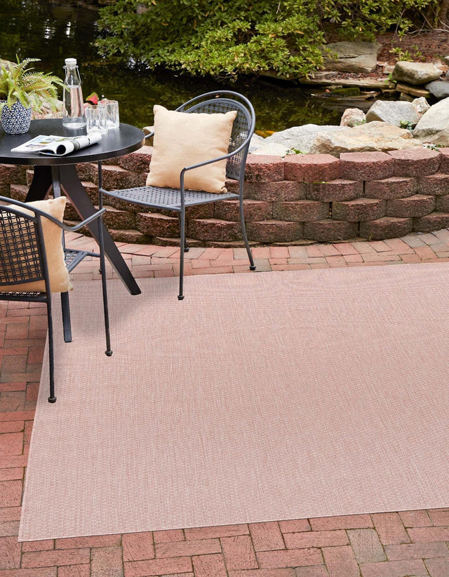 Whisper Pink 10' 8 x 10' 8 Outdoor Solid Square Area Rug Weather Resistant for Patio, Deck, Terrace, Balcony, Porch 100% Polypropylene Minimalist Waterproof Carpet for Sale at Rug Engine