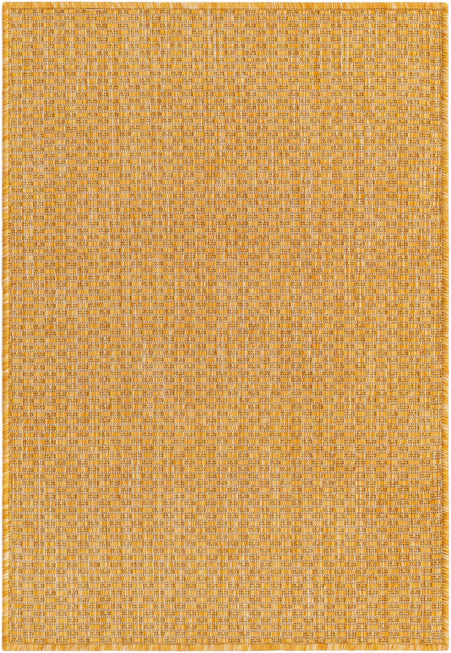 Corn Harvest Yellow 2' x 3' 1 Outdoor Solid Rectangle Area Rug Weather Resistant for Patio, Deck, Terrace, Balcony, Porch 100% Polypropylene Minimalist Waterproof Carpet for Sale at Rug Engine