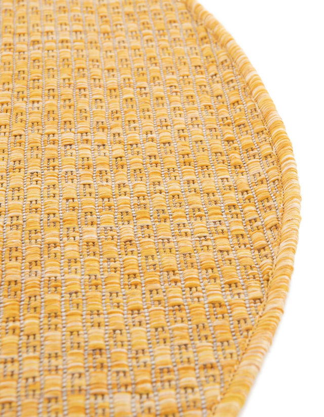 Corn Harvest Yellow 10' 8 x 10' 8 Outdoor Solid Round Area Rug Weather Resistant for Patio, Deck, Terrace, Balcony, Porch 100% Polypropylene Minimalist Waterproof Carpet for Sale at Rug Engine