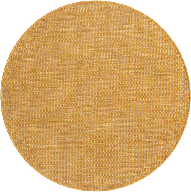 Corn Harvest Yellow 4' 1 x 4' 1 Outdoor Solid Round Area Rug Weather Resistant for Patio, Deck, Terrace, Balcony, Porch 100% Polypropylene Minimalist Waterproof Carpet for Sale at Rug Engine