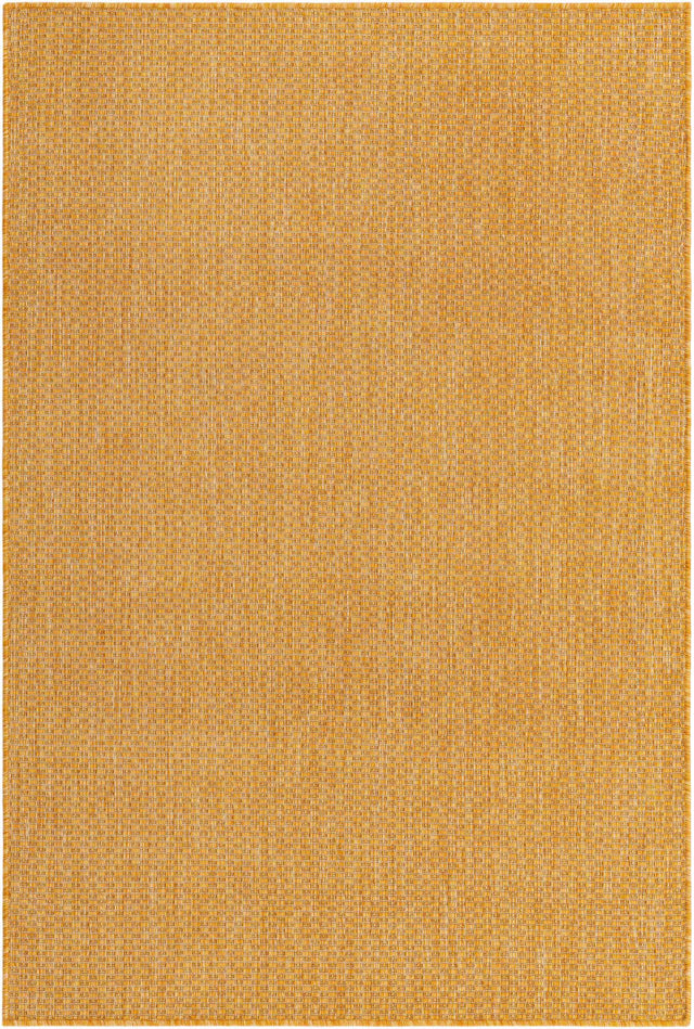 Corn Harvest Yellow 4' 1 x 6' 1 Outdoor Solid Rectangle Area Rug Weather Resistant for Patio, Deck, Terrace, Balcony, Porch 100% Polypropylene Minimalist Waterproof Carpet for Sale at Rug Engine