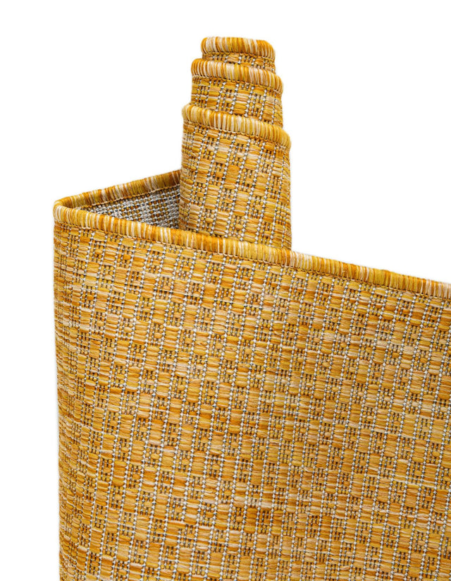 Corn Harvest Yellow 4' 1 x 6' 1 Outdoor Solid Rectangle Area Rug Weather Resistant for Patio, Deck, Terrace, Balcony, Porch 100% Polypropylene Minimalist Waterproof Carpet for Sale at Rug Engine