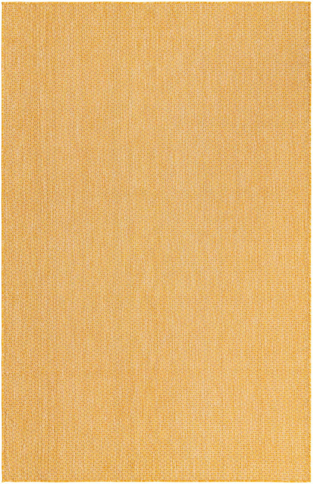Corn Harvest Yellow 5' 3 x 8' Outdoor Solid Rectangle Area Rug Weather Resistant for Patio, Deck, Terrace, Balcony, Porch 100% Polypropylene Minimalist Waterproof Carpet for Sale at Rug Engine